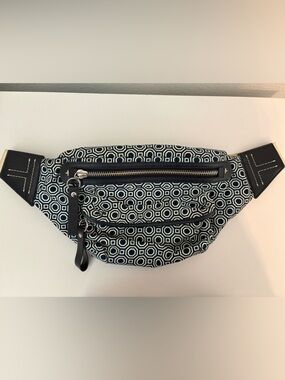 Tory Sport Navy and White Geometric Canvas Crossbody Belt Bag